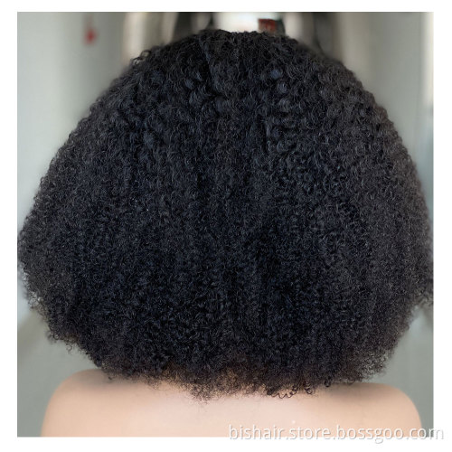 The headband wig is suitable for women's African curly real hair wig without glue and without front lace wig natural color